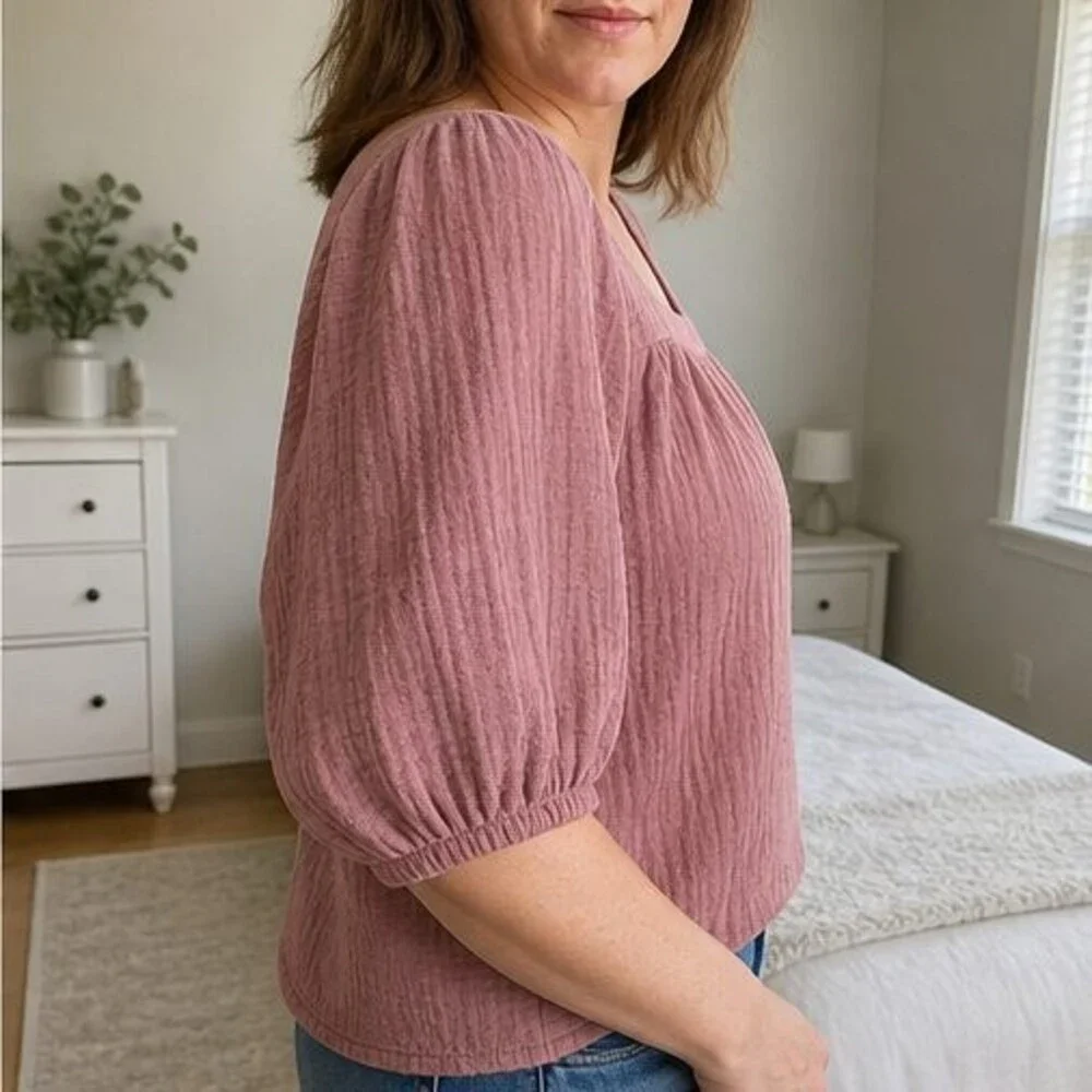 Rust Lace Trim Top